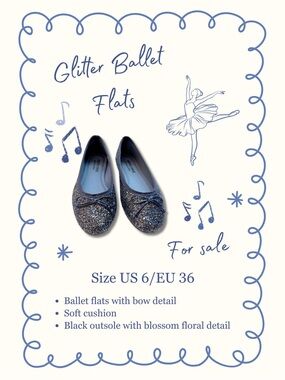 Glitter Navy Ballet Flats